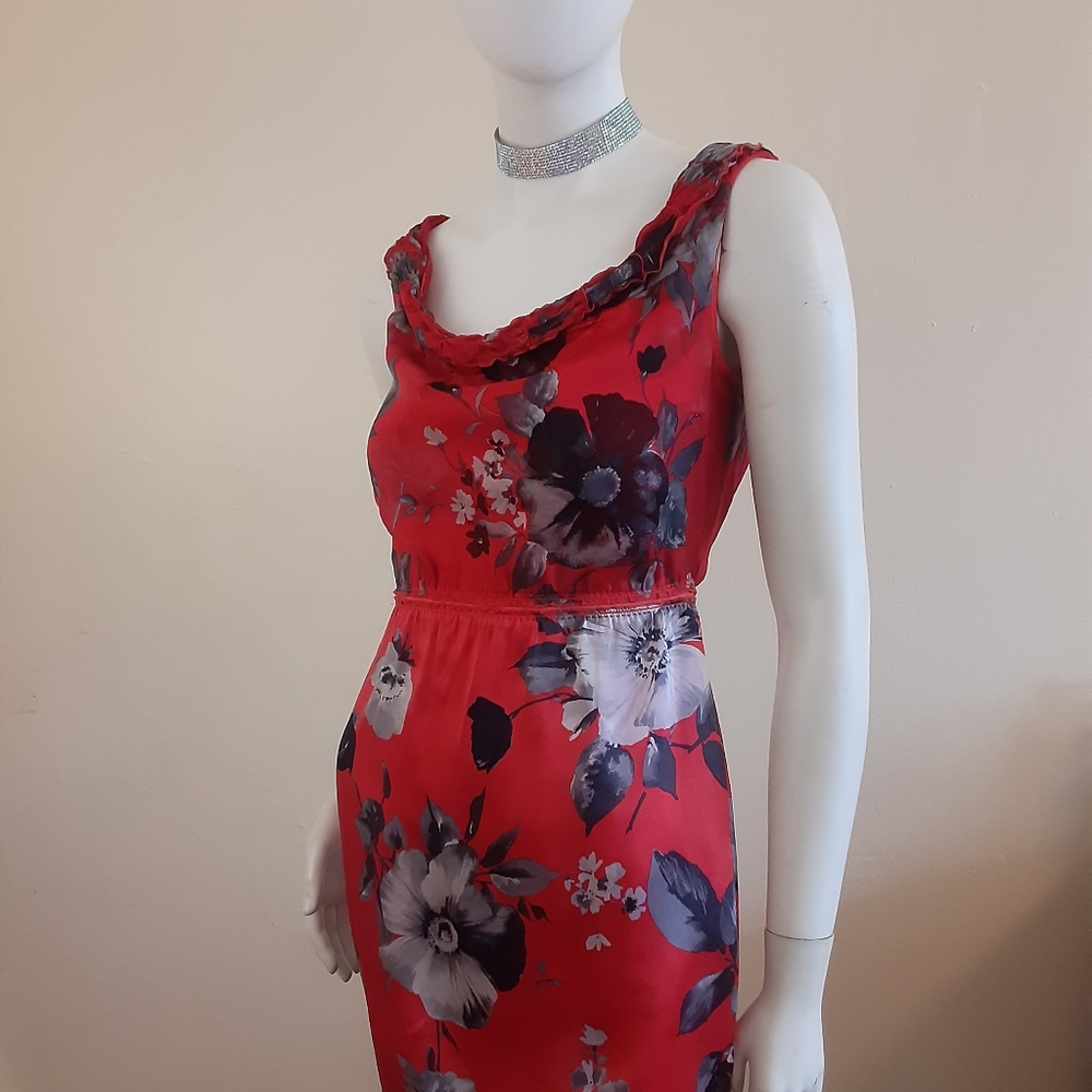 ELIE TAHARI 100% Silk Floral Print Dress